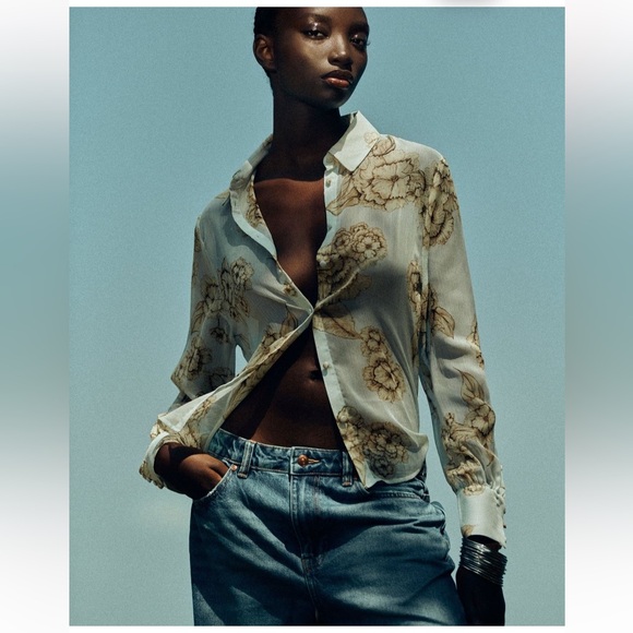 ZARA FLORAL PRINT SHIRT - Picture 2 of 6